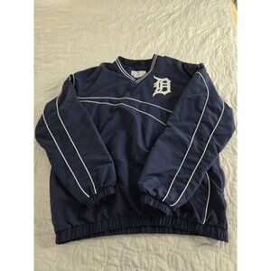 Detroit Tigers Windbreaker Pullover Adult XL Blue Jacket Lined Embroidered